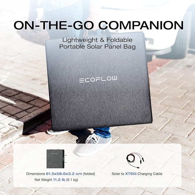 EF ECOFLOW 160 Watt Portable Solar Panel for Power Station Foldable Solar Charger with Adjustable Kickstand Waterproof IP68 for Outdoor Camping RV Off Grid System