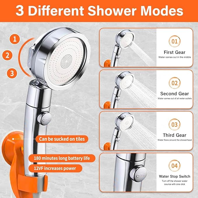 Portable Shower Pump 7800mAh Rechargeable Shower Camping Lasting-170-200 Mins Camping Shower Kit for Outdoor Camping Travel Watering Plants
