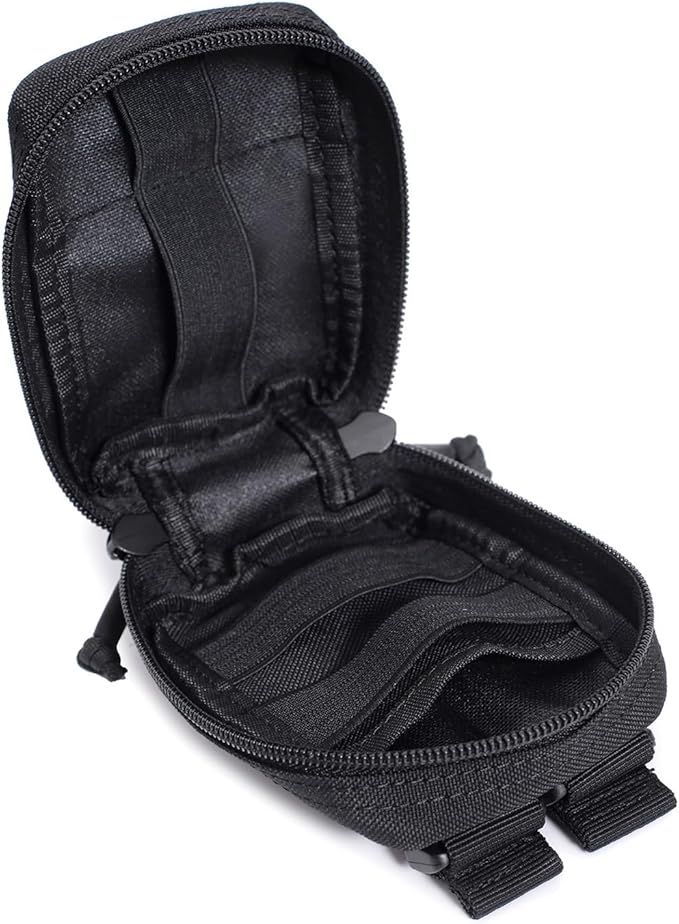 Tactical Molle Pouch Compact EDC Tool Pouch Bag Outdoor Men's Utility Waist Pack 2 Zipper Flip-Open(Khaki)