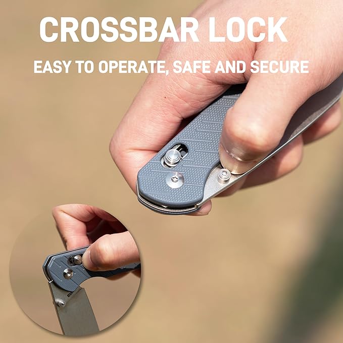 CJRB Lyrid Pocket Knife 3.15'' AR-RPM9 Steel Blade with G10 Handle Crossbar Lock Sharp EDC Knife for Men Women Camping Survival Hiking(J1953 Gray)