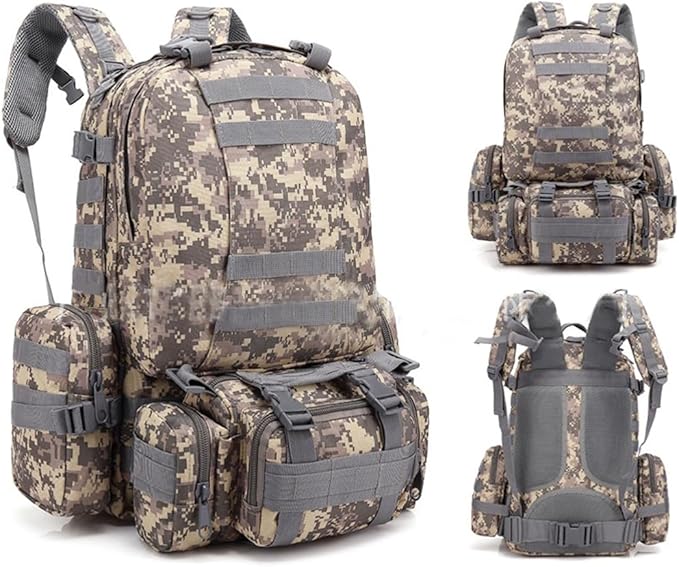 55L Military Tactical Backpack for Men Army 3 Day Assault Pack Large Camping Detachable Rucksack Molle Bag (ACU)