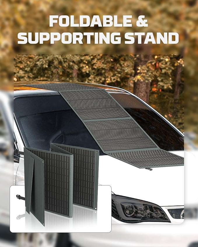200W 20V Portable Solar Panel PWS220 Foldable Charger IP65 Waterproof 5V USB Output Compatible with Power Station for Home &amp Outdoor RV Camping Marine Emergency Backup