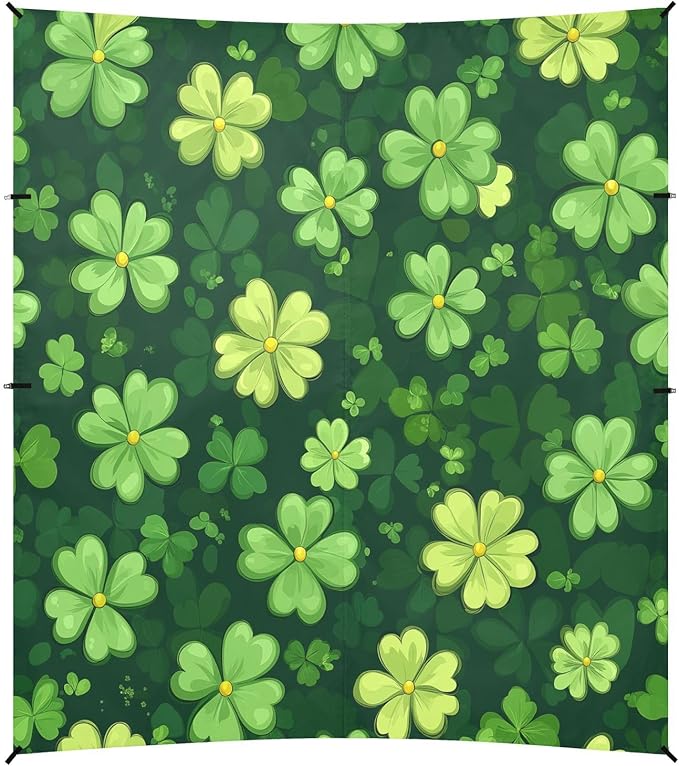 St Patrick's Day Clovers Beach Tent Sun Shelter Set UPF50+ UV Protection 10.5 x 9.19 FT Camping Shade Canopy with Sandbags Sand Anchors Carrying Bag and Others