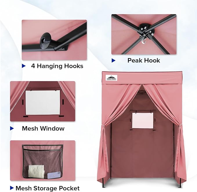 EAGLE PEAK Flex Compact 5x5 Pop-up Canopy Changing Room Portable Privacy Dressing Room for Indoor Fashion Photoshoots Camping or Pool Pink