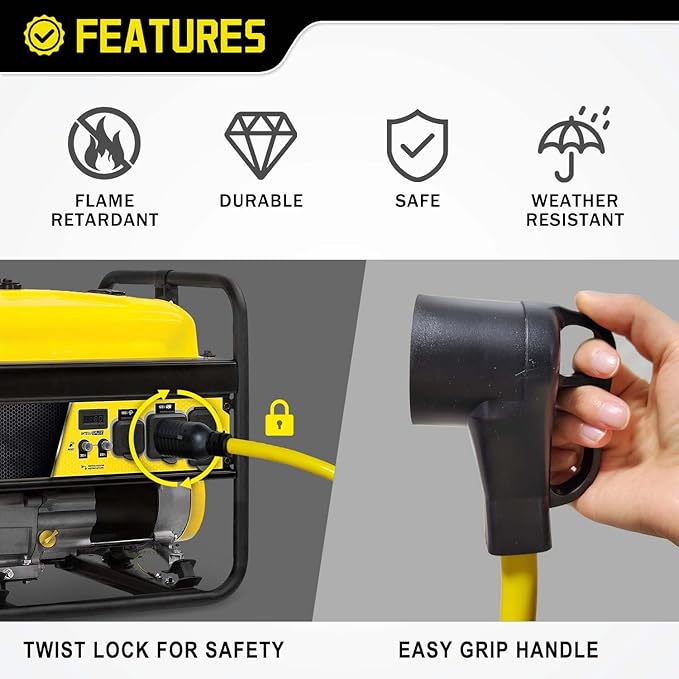 4 Prong Twist Lock 30 Amp to 50 Amp RV Adapter Cord 240V NEMA L14-30P Locking Male to 14-50R Female for Tesla EV