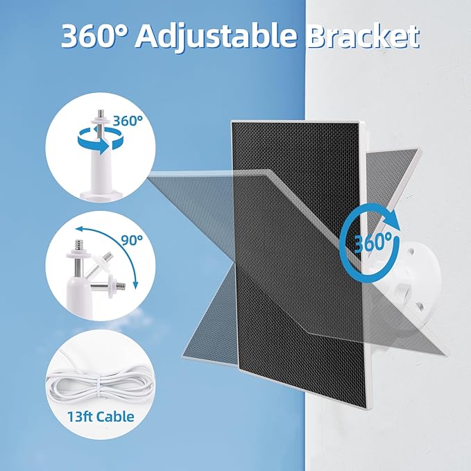 Solar Panel for Google Nest Camera Outdoor &amp Indoor(Battery Version)5V 5W Solar Panel Charger with 13Ft/4m Charging CableIP65 Waterproof Includes Adjustable Wall Mount3 Pack