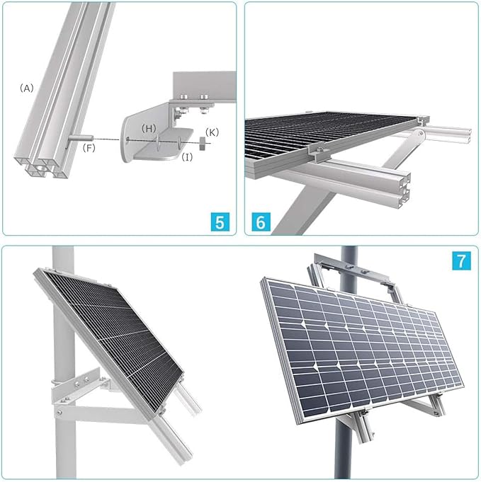 Renogy Solar Panel Side of Pole Mount for 50W/100W Solar Panel (Mount only) for Flat Surface Off-Grid Systems and Panels Up to 100W