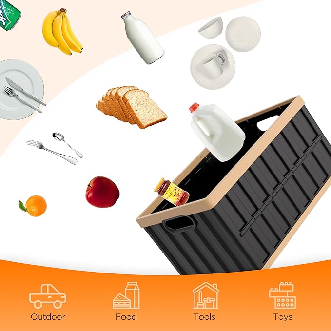 Citylife 4-Pack Collapsible Storage Bins 64L Stackable Plastic Storage Containers for Organizing Closets and GarageBlack
