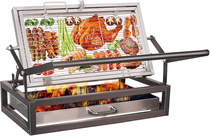 Tabletop Rotisserie Grill - Compact 360° Rotating Charcoal BBQ for Balcony &amp Camping Detachable Ash Pan (KA-6166T)