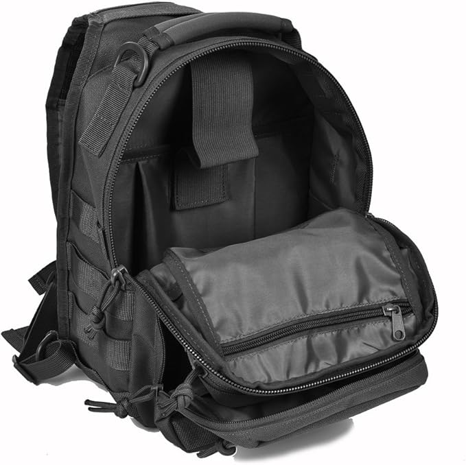REEBOW GEAR Tactical Sling Bag Pack Rover Shoulder Sling Backpack Molle Range Bag Everyday Carry Bag Day Pack Small Black