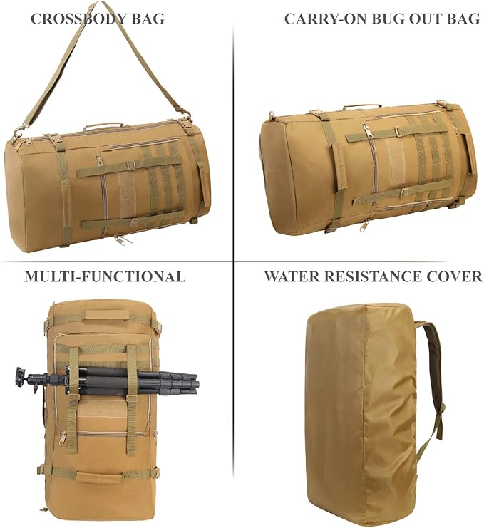 Large Capacity Tactical Backpack Travel Rucksack Bag Great Outdoor Duffle Bag for Men and Women 60L