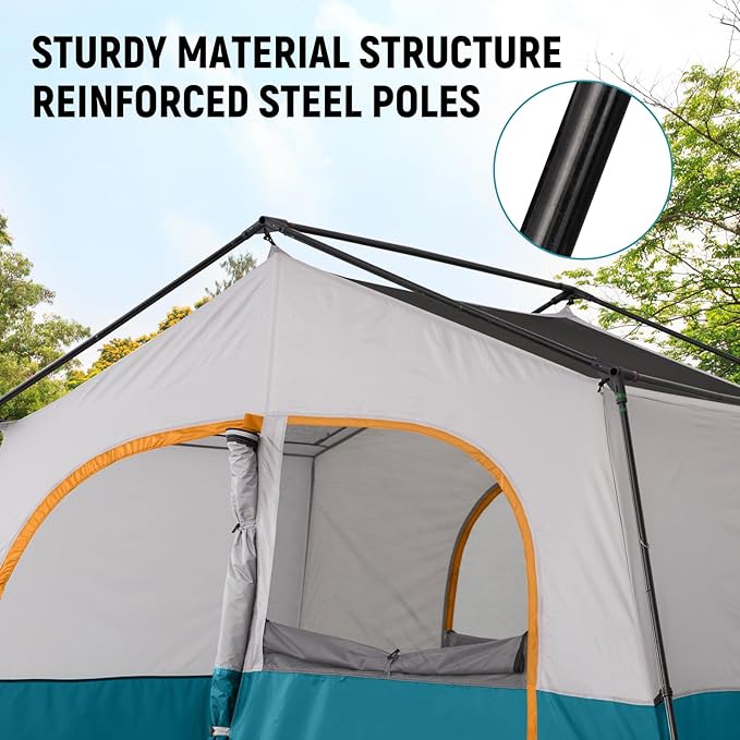 HIKERGARDEN 6-8 Person Camping Tent - Portable Family Cabin Tent for Camp Windproof Fabric Camp Tent Outdoor for Hiking Backpacking Traveling