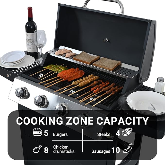 Endark 4-burner | 34000 BTU all-purpose cast iron bbq grill | Perfect for outdoor cooking garden poolside tailgating and hiking | great for roasting searing kebabs