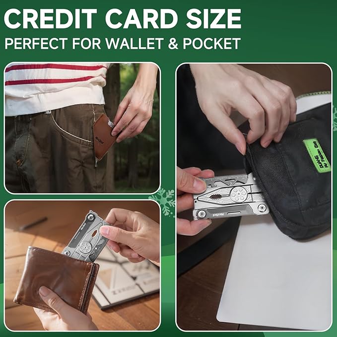 NexTool Folding Credit Card Multitool Wallet Multi Tool 20 in 1 Stainless Steel Wallet Tool Card with Pliers Knife Bottle OpenerHexagon Spanner Compact Lightweight EDC ToolsGifts for Men Unique
