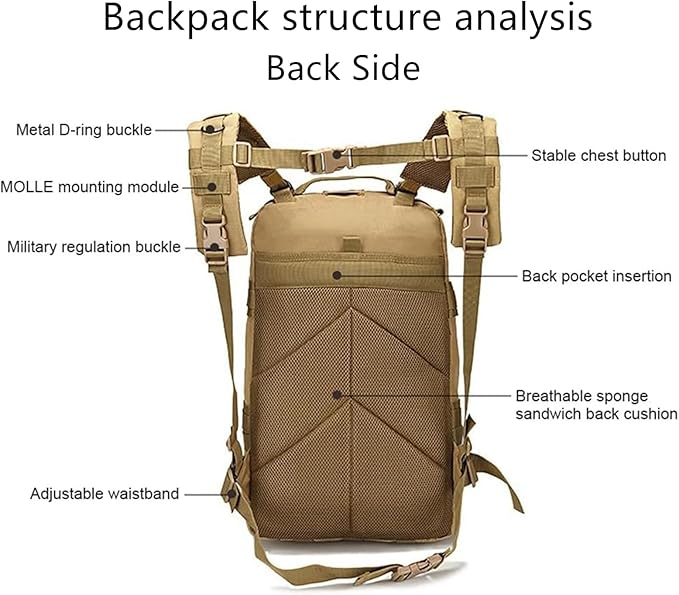 40L Tactical Backpack for Men and Women Army 3 Days Assault Pack Bag Large Rucksack for Hiking Travel Trekking Jungle Digital