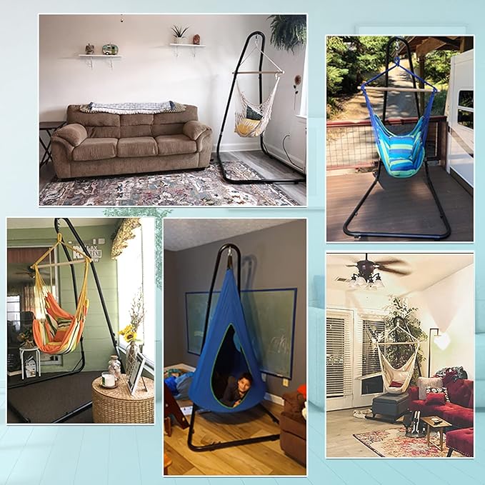 S AFSTAR Hammock Chair Stand Only Hanging Hammock Stand with 9 Adjustable Height from 77”-93” Heavy-Duty Steel Stand Only 330 LBS Load Capacity Only Hammock Swing Stand for Indoor Outdoor Black