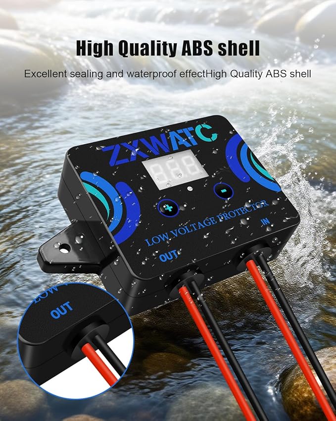 DC12-36V Low Voltage Protector Digital Disconnect Switch Over-Discharge Cutoff Module with LED Display Waterproof Battery Protection for Lead-Acid Lithium-Ion