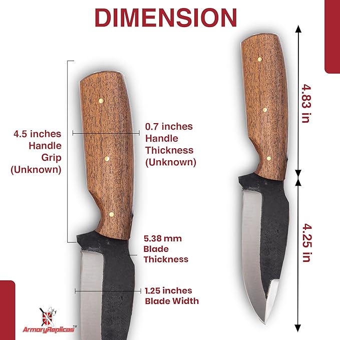 Armory Replicas™ Full Tang Tiny Predator Food Prep Kitchen Camping Cooking Japanese Deba Knife w/Walnut Wood &amp Genuine Leather