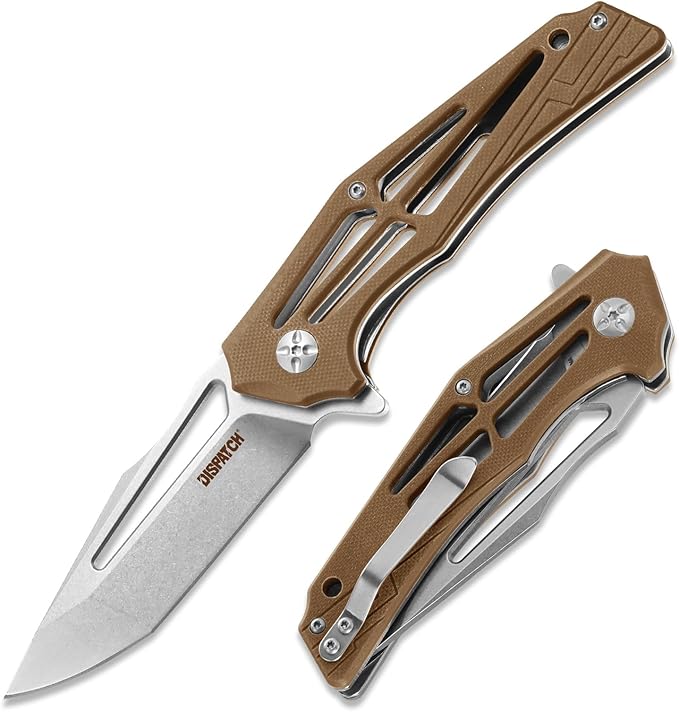 Dispatch Folding Pocket Knife with Clip 3.54 inch 8Cr13MoV Steel Tanto Point Blade with G10 Handle Small EDC Knives for Men Women Outdoor Camping Hunting Hiking Survival Pocketknife