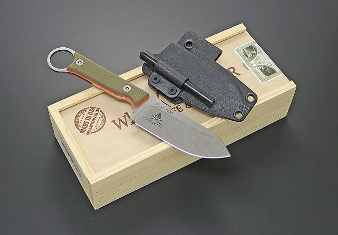 White River Knives Firecraft 3.5 Pro Fixed Blade Knife 3.5 Drop Point CPM MagnaCut Stonewashed Blade G-10 Handle Green