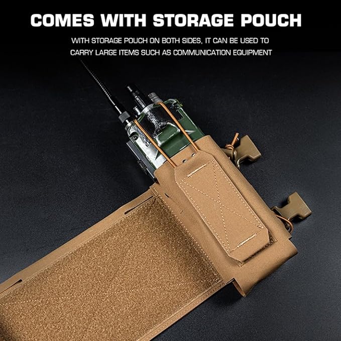 Tactical MOLLE Chest Expansion Panel With Storage Pouch Multi-Function Mission Extender Portable Organizer for Radio and Hydration(Black)