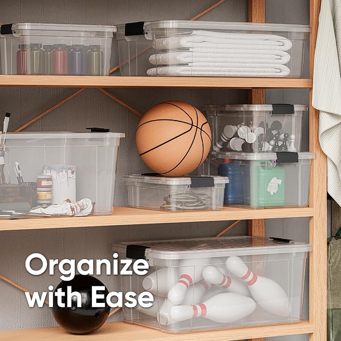 Superio Clear Storage Boxes with Lids 1.27 Quart Plastic Container Bins for Organizing Stackable Crates BPA Free Non Toxic Odor Free Organizers for Home Office and Dorm 18 Pack