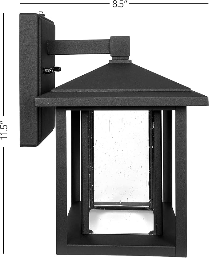Maxxima LED Outdoor Wall Light Seeded Glass Home Entryway Lighting Dusk to Dawn Photocell Sensor Porch Light 1000 Lumens 3000K Warm White - 11.5 in. Height