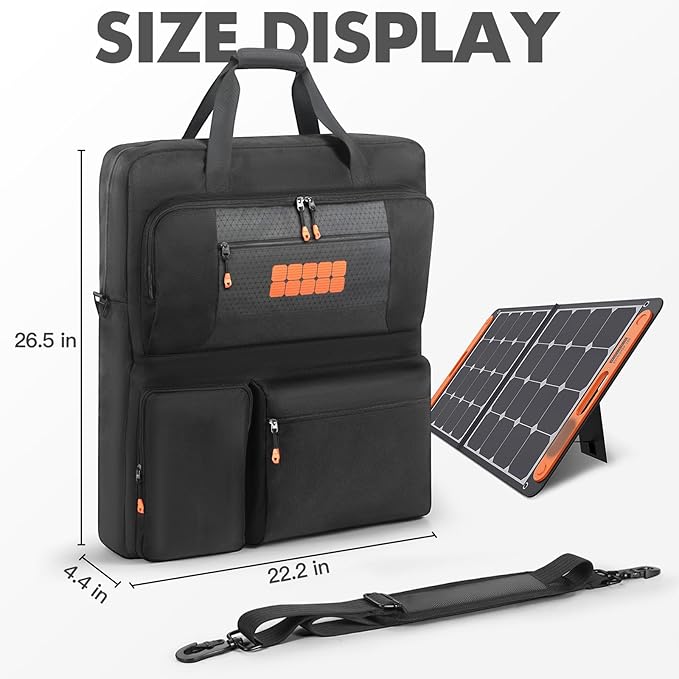 Padded Solar Panel Carrying Case Compatible with Jackery SolarSaga 100W 100X 200WTravel Solar Panel Storage Bag Fits for ZOUPW 100W 110w 200w with Multi-Pockets &amp Shoulder Strap