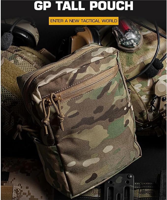 Tactical Tall GP Pouch - Large Capacity MOLLE General Purpose Utility Pack Abdominal/Back Panel Storage Bag for Hunting Tactical Gear(Wolf Grey)