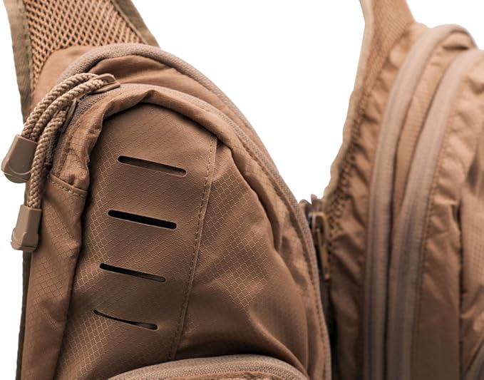 LA Police Gear Tactical Chest Pack Attachment Vest Pocket Storage System Backpack Chest Pockets - Brown
