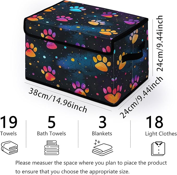 Stackable Clothes Storage Bins with LidsCloset Organizers Fabric Printing Box for Home and OfficeBlanket Clothes OrganizersUnder Bed Storage Containers 3 Pack.