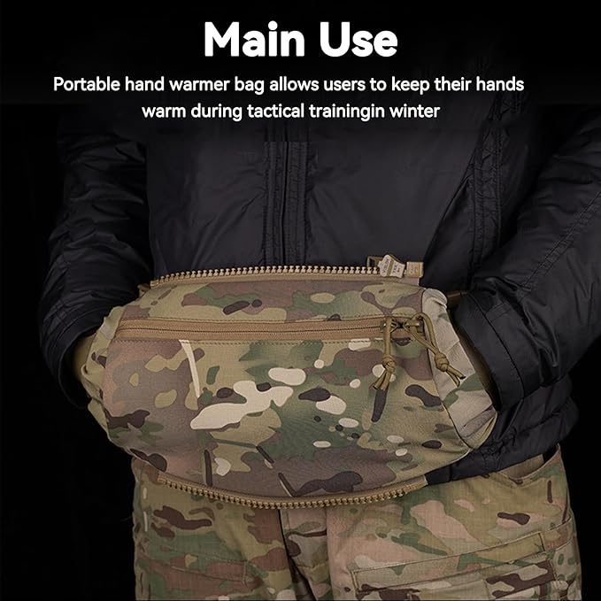 Multifunctional Tactical Hunting Hand Muff Warmer Drop Pouch Fanny Pack Plate Carrier Handwarmer Pouch for Winter Outdoor Camping Football Fishing