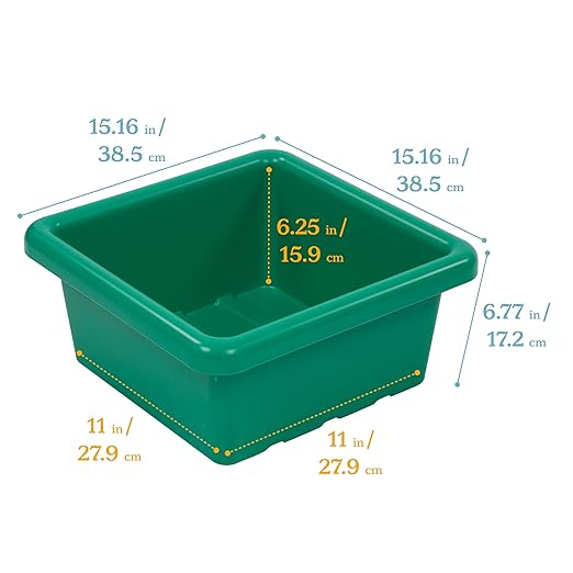 ECR4Kids Square Bin with Lid Storage Containers Green 2-Pack