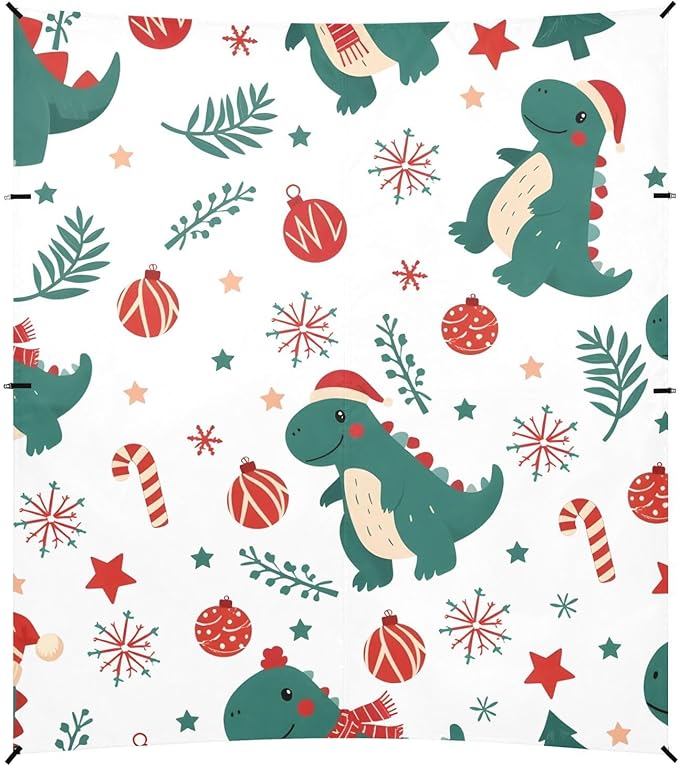 ALAZA Dinosaur Christmas Pattern Beach Tent Sun Shelter Portable Canopy Sunshade for Outdoor Camping Picnics Backyard Fun 10x9 ft