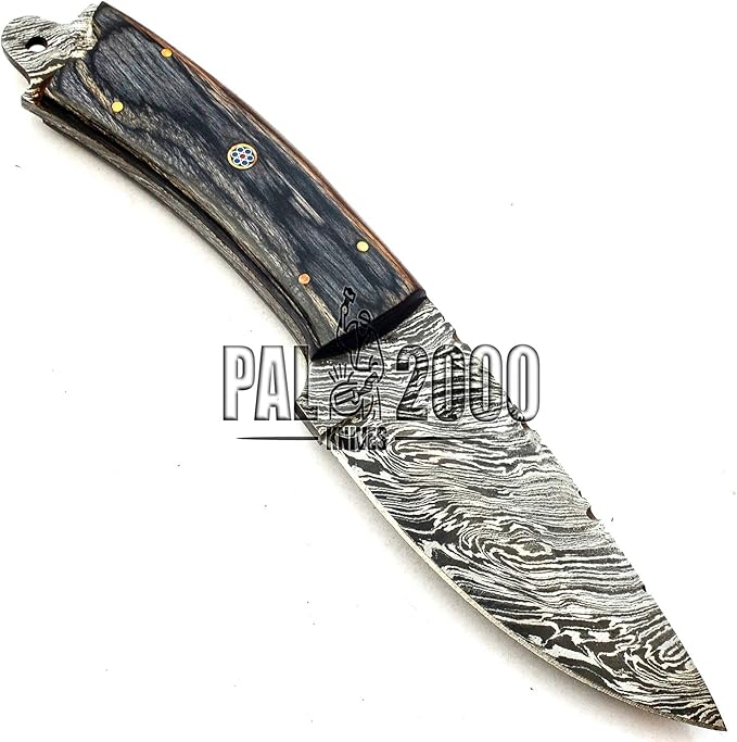 PAL 2000 KNIVES BOW-9684 Custom Forged Damascus Steel Fixed Blade Hunting Knife with Sheath