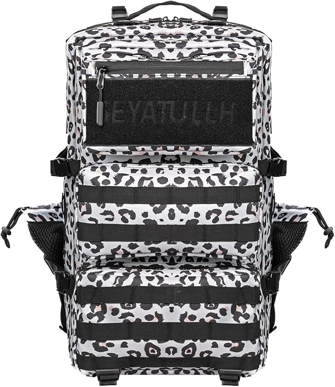 55L Military Tactical Backpack - Bug Out Bag with MOLLE System for Hiking(Leopard print color)
