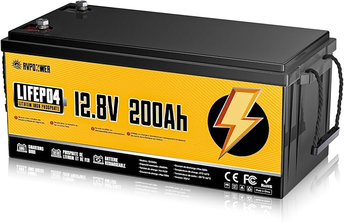 12V 200Ah LiFePO4 Battery Built-in 200A BMS 15000 Deep Cycles 2560WhLow Temp Protection Lithium Iron Phosphate Battery for Home Energy RV Trolling Motor Marine Solar Off-Grid