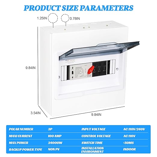 100A Automatic Transfer Switch 110V Millisecond Level Dual Power Automatic Transfer Switch Generator Transfer Switch with Metal Distribution Box