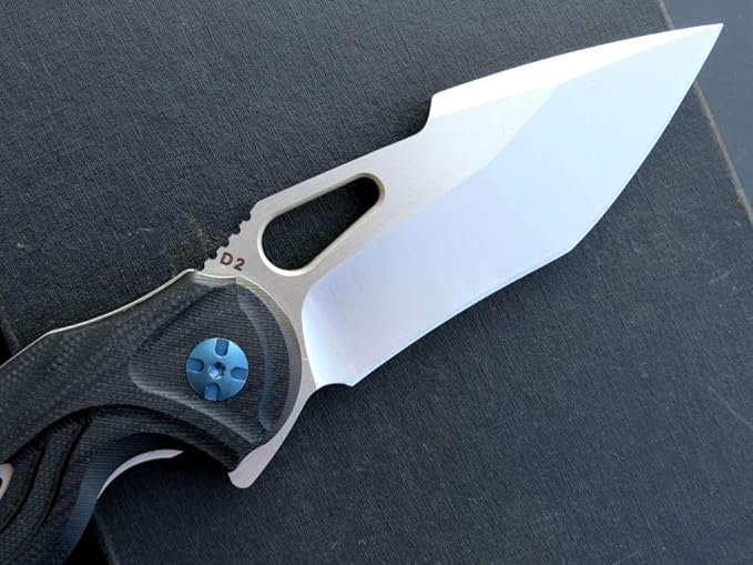 Eafengrow EF936 Pocket KnifeG10 Handle D2 Steel Blade Knife with Ball Bearing Safe Open Flipper Knife Liner Lock Tactical Tool Knives for Camping Survival Hiking (black)