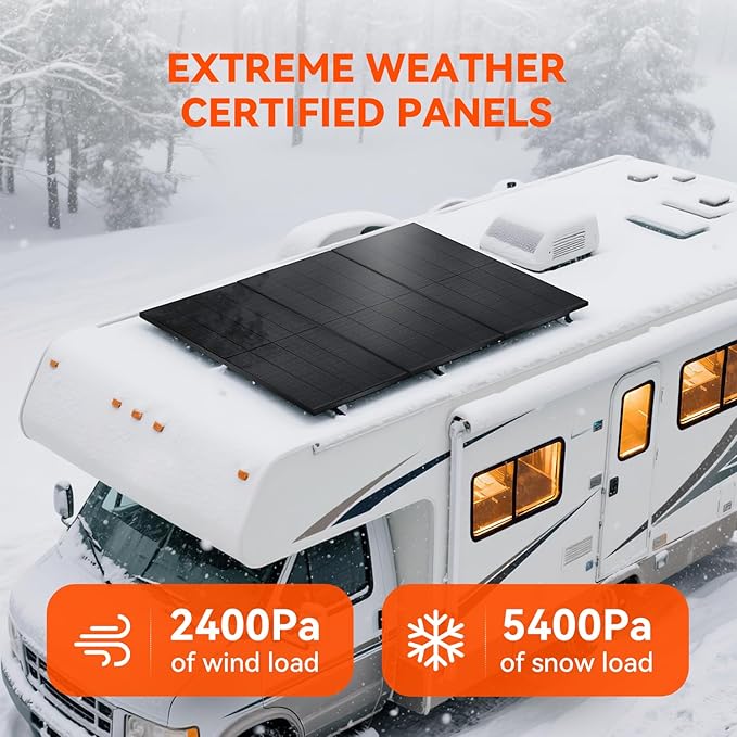 RICH SOLAR 250 Watt 12 Volt 16BB Monocrystalline Solar Panel N-Type Cells High Efficiency Solar Module for RV Trailer Camper Marine Off Grid All Black