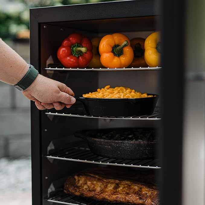 Masterbuilt® 30-inch Digital Electric Vertical BBQ Smoker with Side Wood Chip Loader Chrome Racks and 710 Cooking Square Inches in Black Model MB20071117
