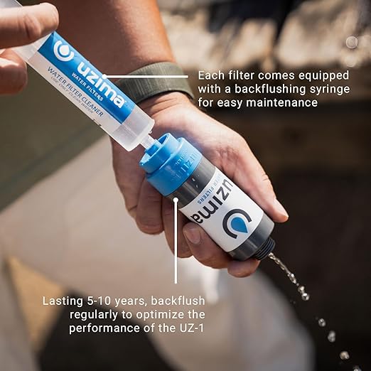 Uzima UZ-1 Water Filter Cartridge Replacement | Gravity Water Filter for UZ-2 UZ-BP D-Prep | 0.1 Micron Standalone Purifier for Emergency Survival Camping Bug Out Bag
