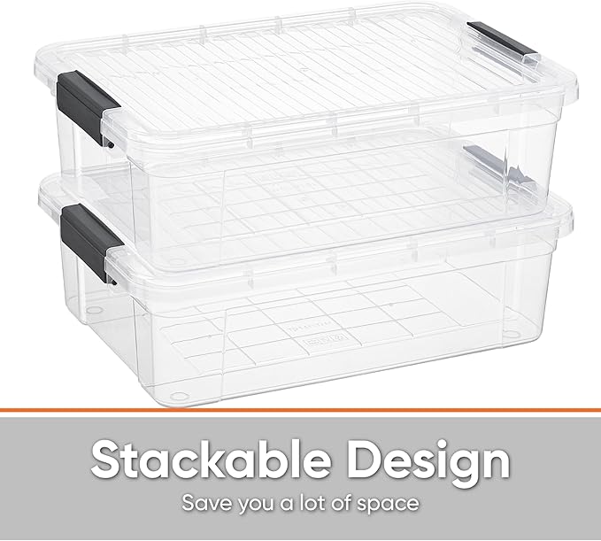 Superio Clear Storage Bins with Lids 10 Quart BPA Free Plastic Containers Transparent Boxes for Organizing Stackable Crates Organizer Totes for Home Office School and Dorm