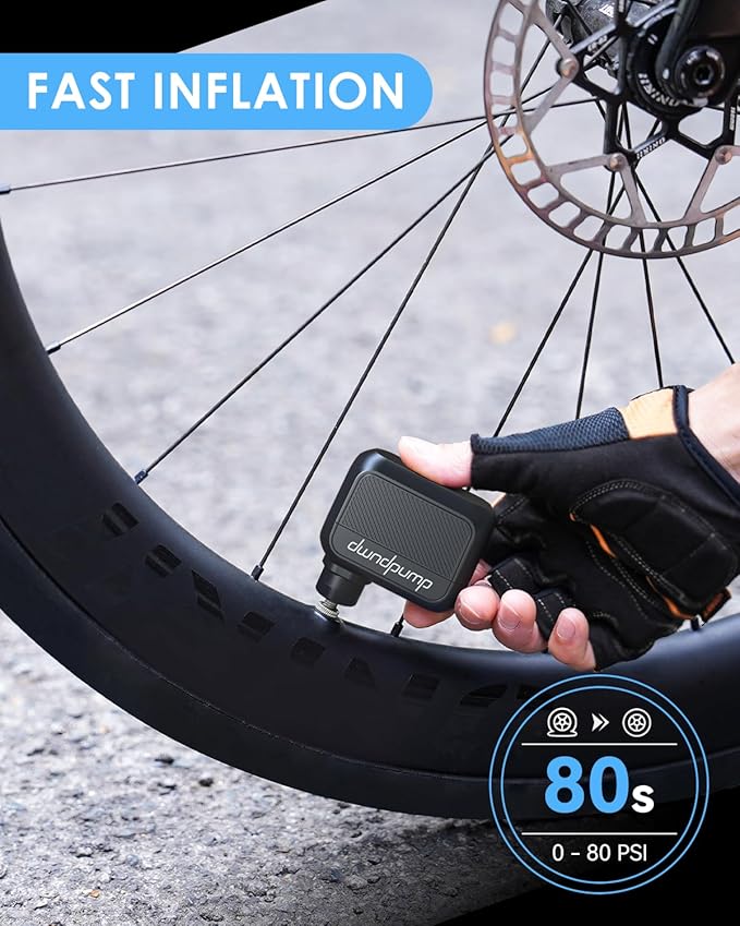 dwndpump Mini Bike Pump Electric Bike Tire Pump Max 100 PSI Portable Bike Air Pump with Presta and Schrader Valve for Road Bikes (No Pressure Gauge)