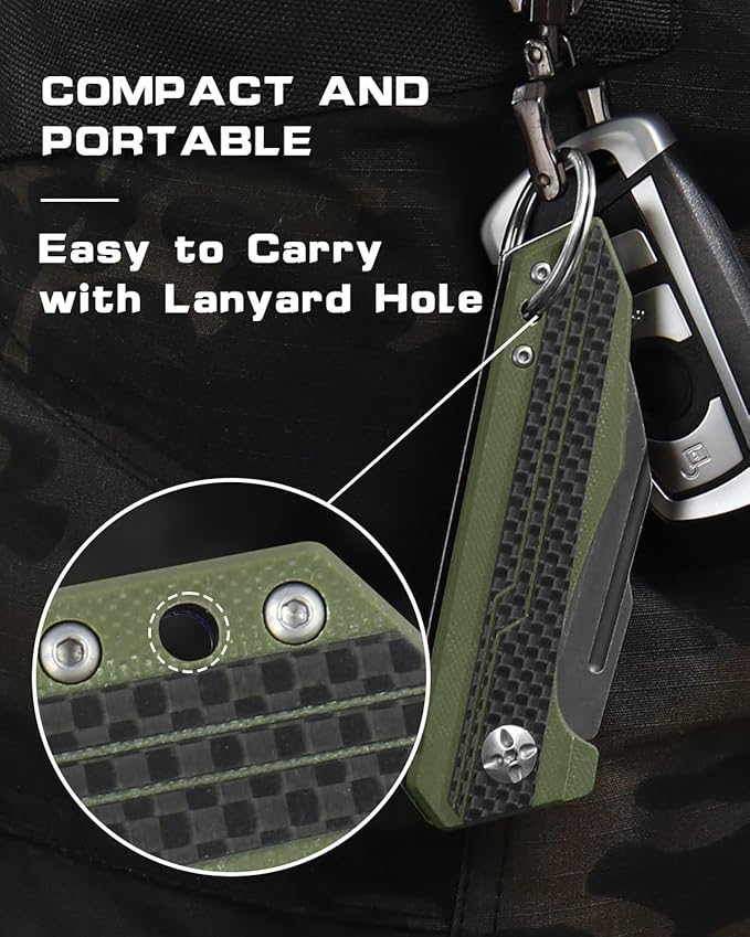 DISPATCH 2.83'' Folding Pocket Knife with 8Cr13MoV Reverse Tanto Blade Military Green G10 + Carbon Fiber Handle Frame Lock Front Flipper EDC Knife with Pocket Clip for Camping Hiking and Outdoor Us