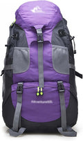 Outdoor multifunctional backpack 50 litre scientific mountaineering bag with reduced load suitable for hiking (Purple)