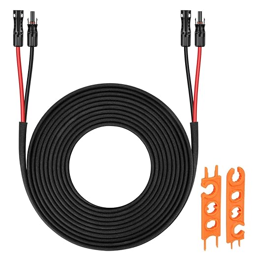Solar Panel Extension Cable - 25FT 8AWG(10mm) Twin Wire with Female and Male Connector Tinned Copper PV Wire for Home Boat RV Outdoor