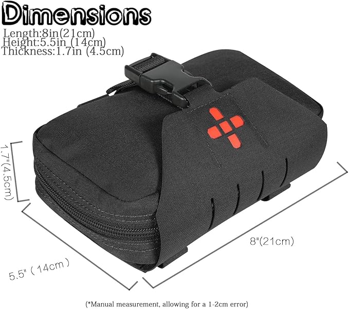 Ifak Pouch-Rapid Deployment Tactical MOLLE Trauma Kit Pouches Quick Release Tear-Off Medical First Aid Kit Organiser with Red Immediate Identify for Emergency Surviva.