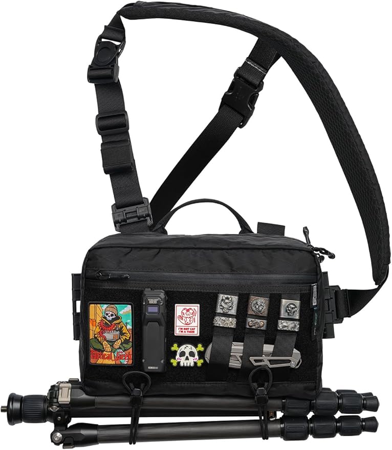 TACTICAL_GEEK L3 Pro EDC Crossbody Bag Chest Bag with Adjustable StrapDaily Carry Sling Pack Large Capacity Daypack Organizer for Camera Drones（X-PAC Black）