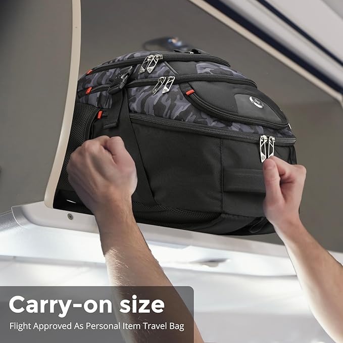 Swissdigital Design Laptop Backpack with USB Charging Port Travel Backpack Fits 15.6 inches Computer 31L College School Backpack for Men Gray Camo | SD803-91